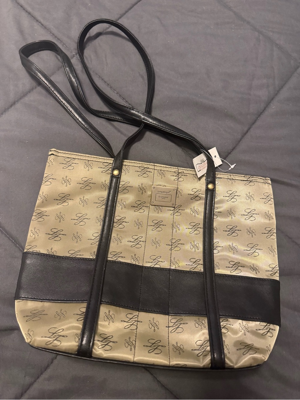 Nwt! Longaberger Signature L Purse Faux Leather Trim Double Handle Tote New